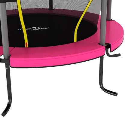 Set Trampolino con Rete di Sicurezza Rotondo 140x160 cm Rosa - homemem39