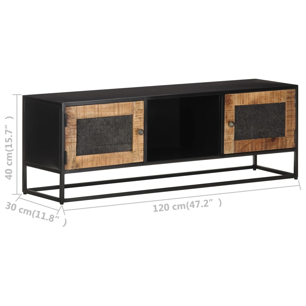 Mobile Porta TV 120x30x40 cm in Legno di Mango Grezzo - homemem39