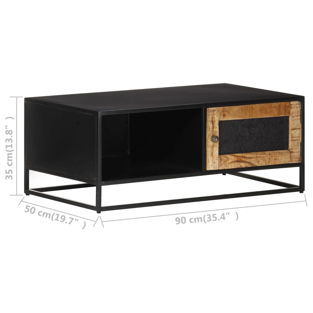 Tavolino da Salotto 90x50x35 cm in Legno di Mango Grezzo | homemem39