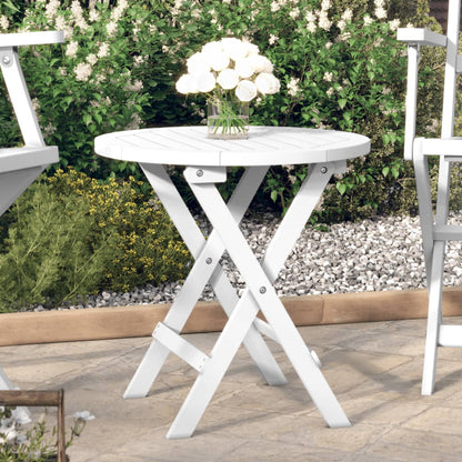 Tavolo da Giardino Pieghevole Bianco Ø 46 cm Massello di Acacia - homemem39