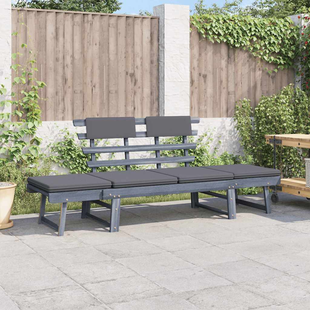 Panca da Giardino Cuscini 2-in-1 190cm Massello d'Acacia Grigio - homemem39