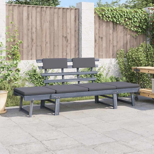 Panca da Giardino Cuscini 2-in-1 190cm Massello d'Acacia Grigio - homemem39