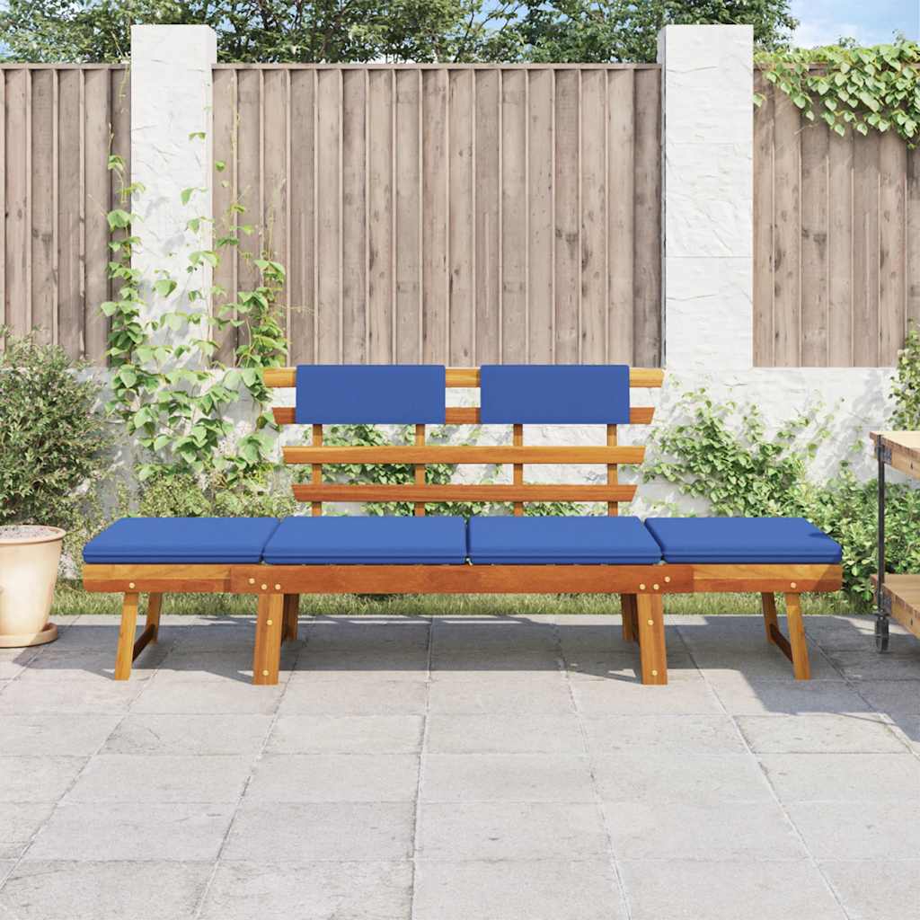 Garden Bench 2-in-1 Cushions 190 cm Solid Acacia Wood