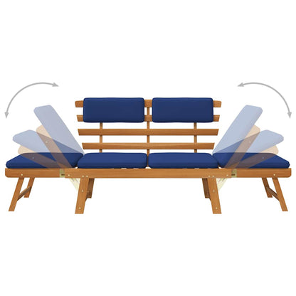 Garden Bench 2-in-1 Cushions 190 cm Solid Acacia Wood