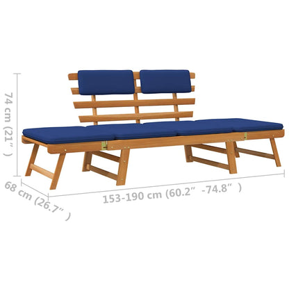 Garden Bench 2-in-1 Cushions 190 cm Solid Acacia Wood