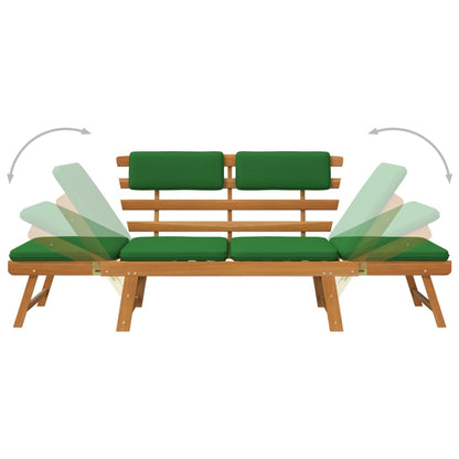 Garden Bench 2-in-1 Cushions 190 cm Solid Acacia Wood