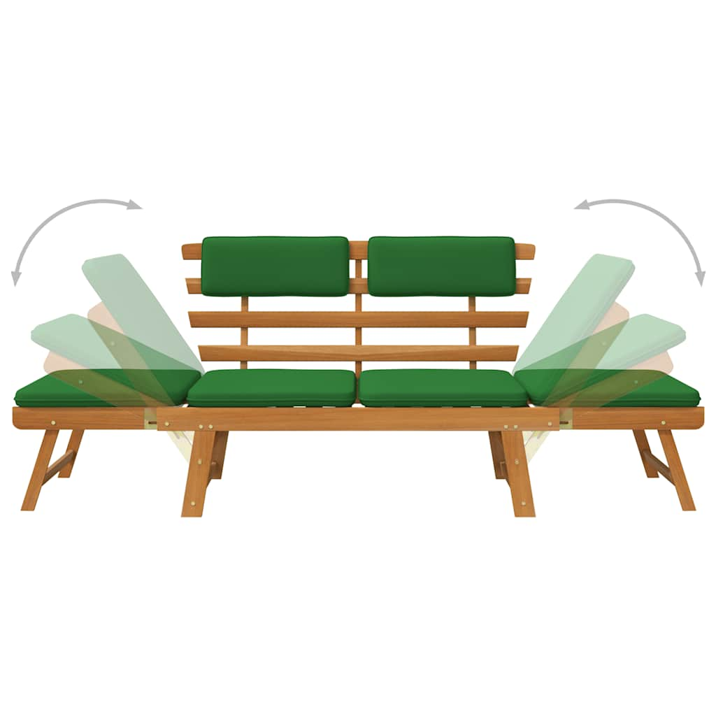 Garden Bench 2-in-1 Cushions 190 cm Solid Acacia Wood