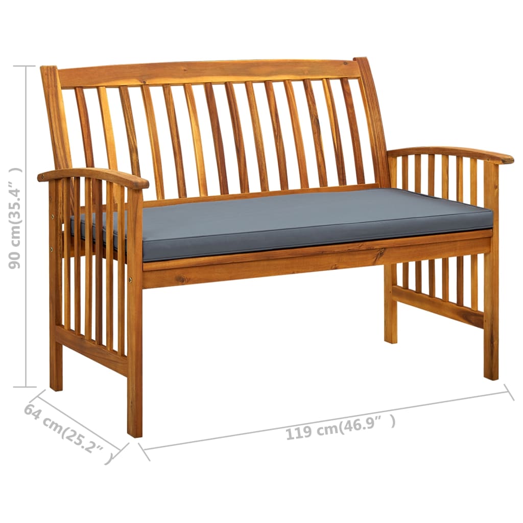Panchina da Giardino con Cuscino 119 cm Legno Massello d'Acacia - homemem39