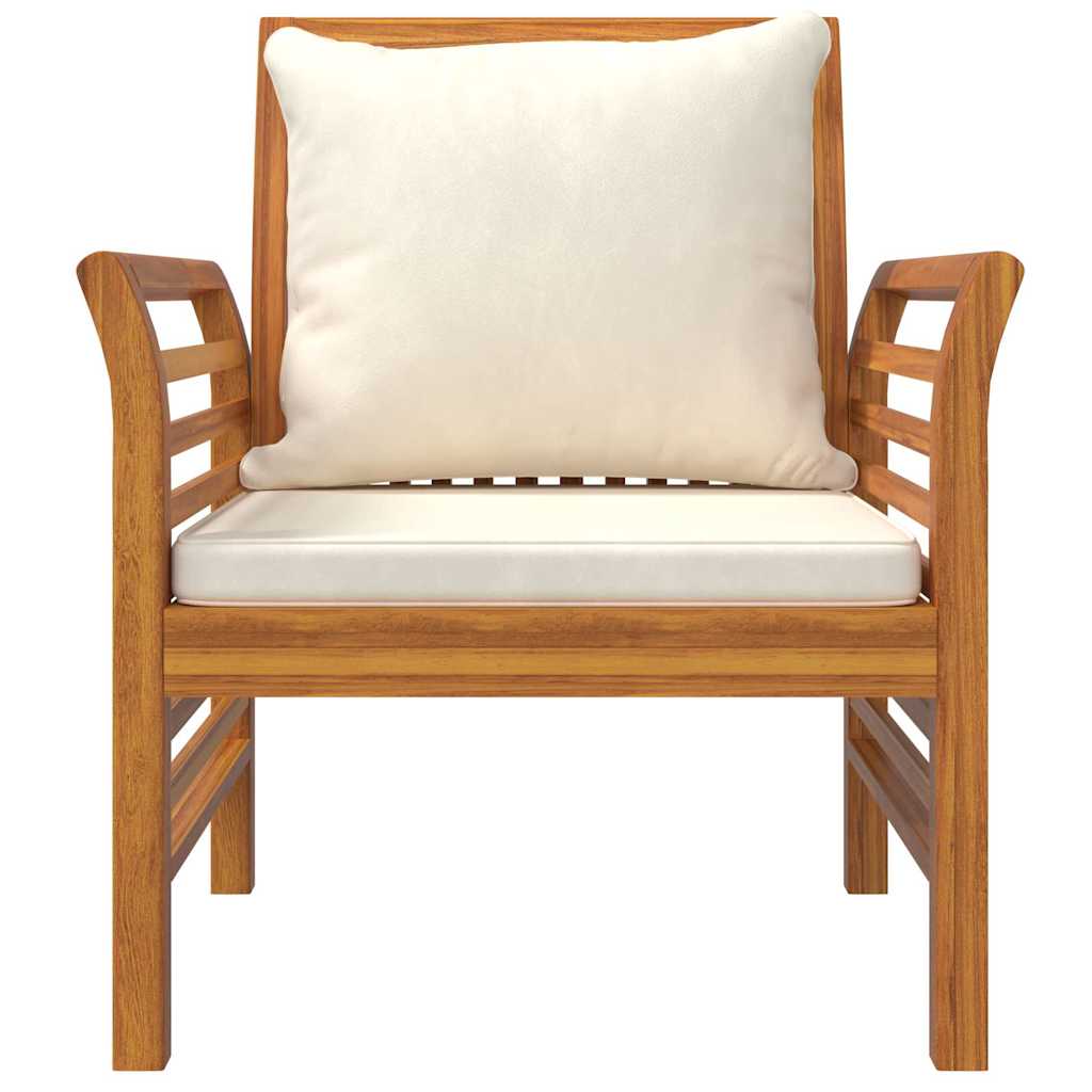 Poltrone con Cuscini Bianco Crema 2 pz Legno Massello di Acacia | homemem39
