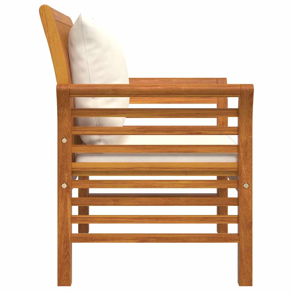Poltrone con Cuscini Bianco Crema 2 pz Legno Massello di Acacia | homemem39