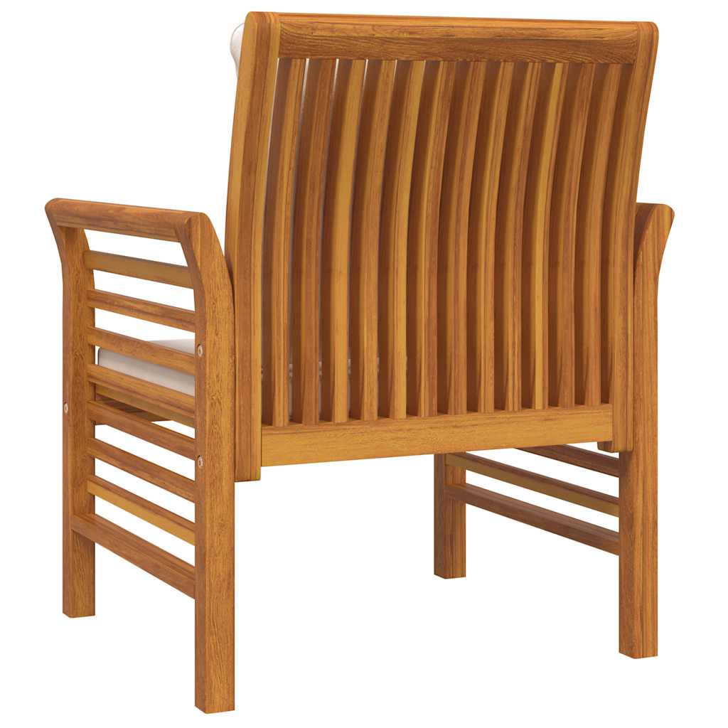 Poltrone con Cuscini Bianco Crema 2 pz Legno Massello di Acacia | homemem39