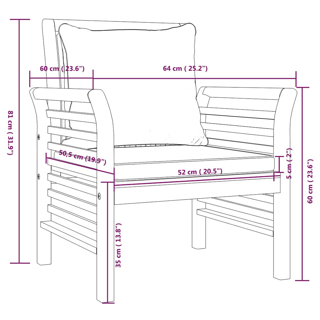 Poltrone con Cuscini Bianco Crema 2 pz Legno Massello di Acacia | homemem39
