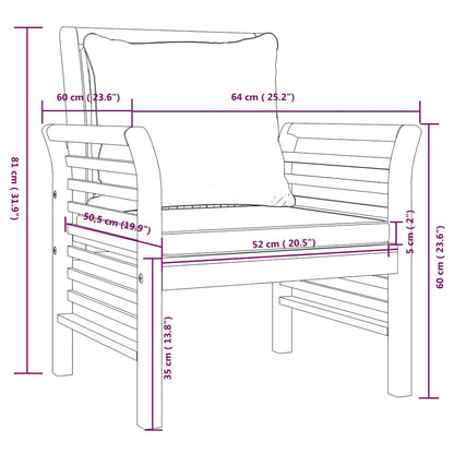 Poltrone con Cuscini Bianco Crema 2 pz Legno Massello di Acacia | homemem39