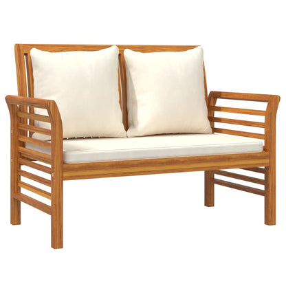 Divanetto con Cuscini Bianco Crema in Legno Massello di Acacia | homemem39