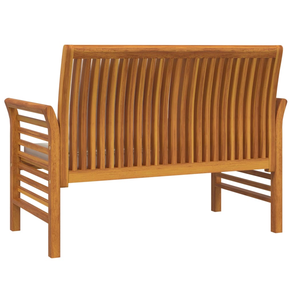 Divanetto con Cuscini Bianco Crema in Legno Massello di Acacia | homemem39