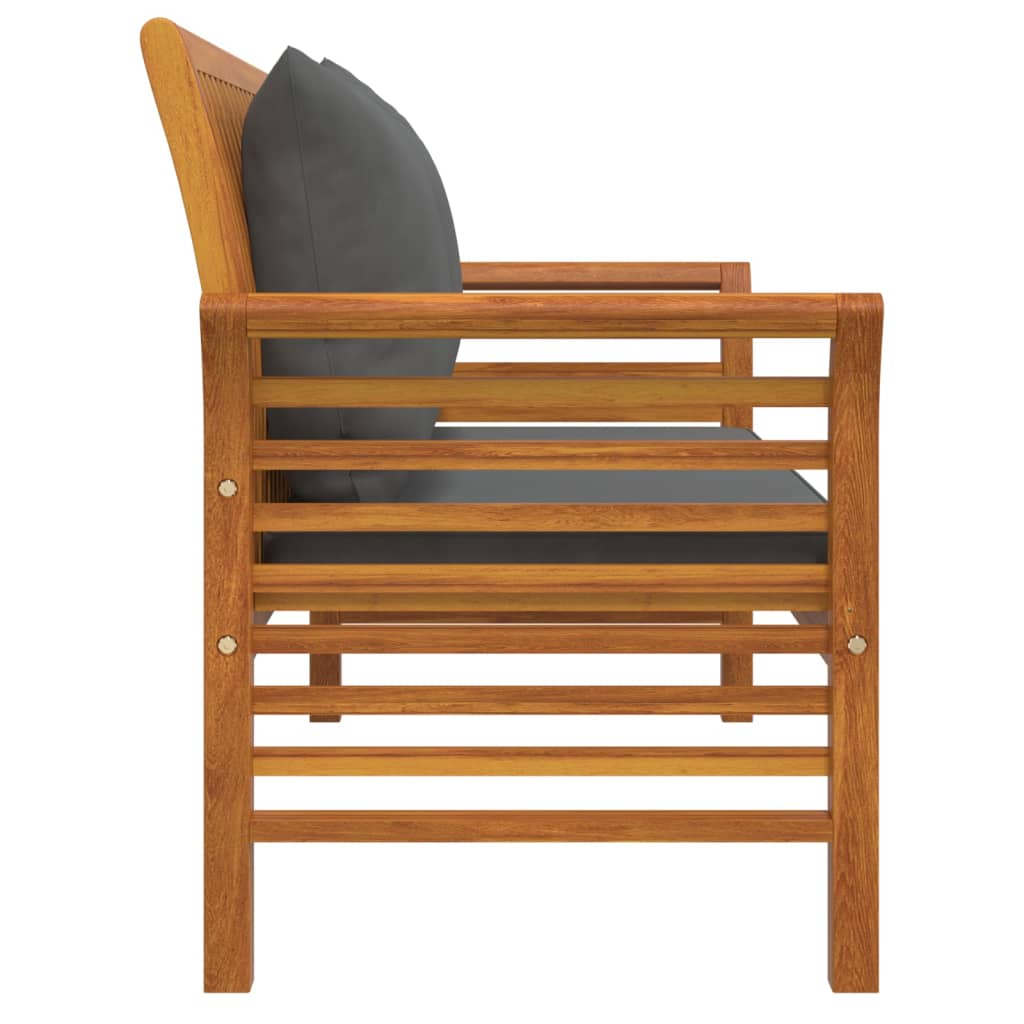 Divanetto con Cuscini Grigio Scuro in Legno Massello di Acacia | homemem39