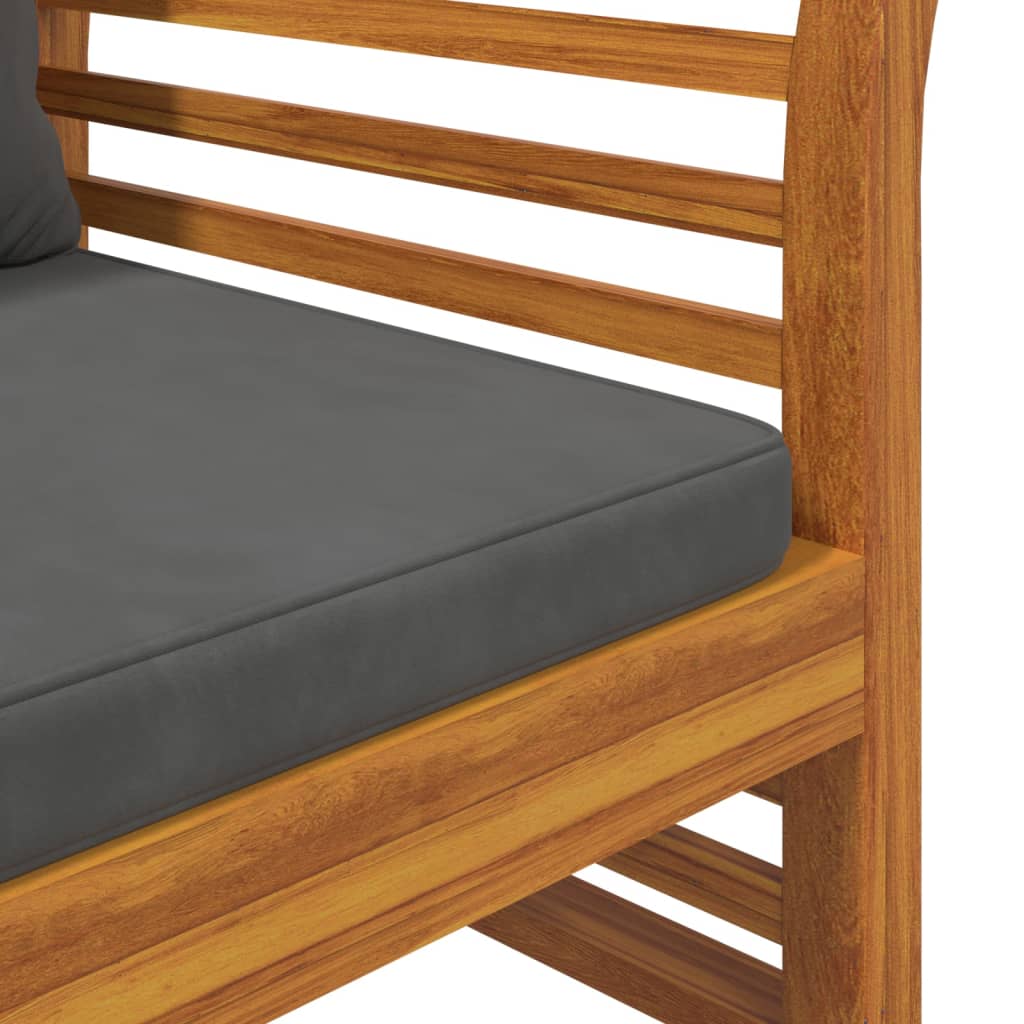 Divanetto con Cuscini Grigio Scuro in Legno Massello di Acacia | homemem39