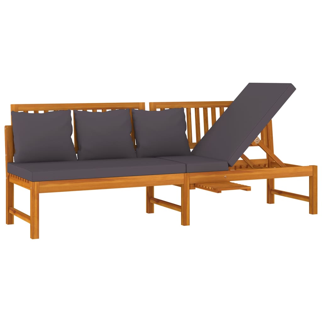 Dormeuse con Cuscino Grigio 200x60x75cm Legno Massello Acacia - homemem39