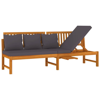 Dormeuse con Cuscino Grigio 200x60x75cm Legno Massello Acacia - homemem39