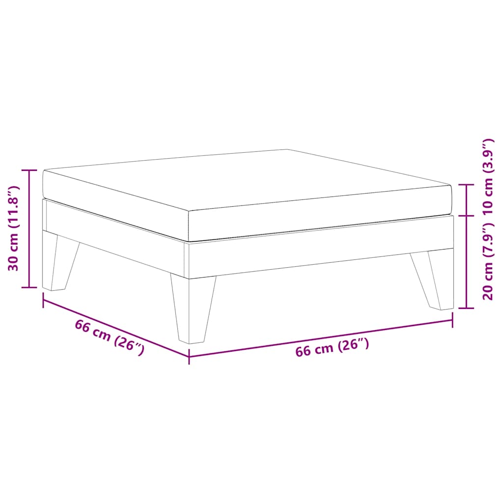 Poggiapiedi con Cuscino Bianco Crema in Massello d'Acacia