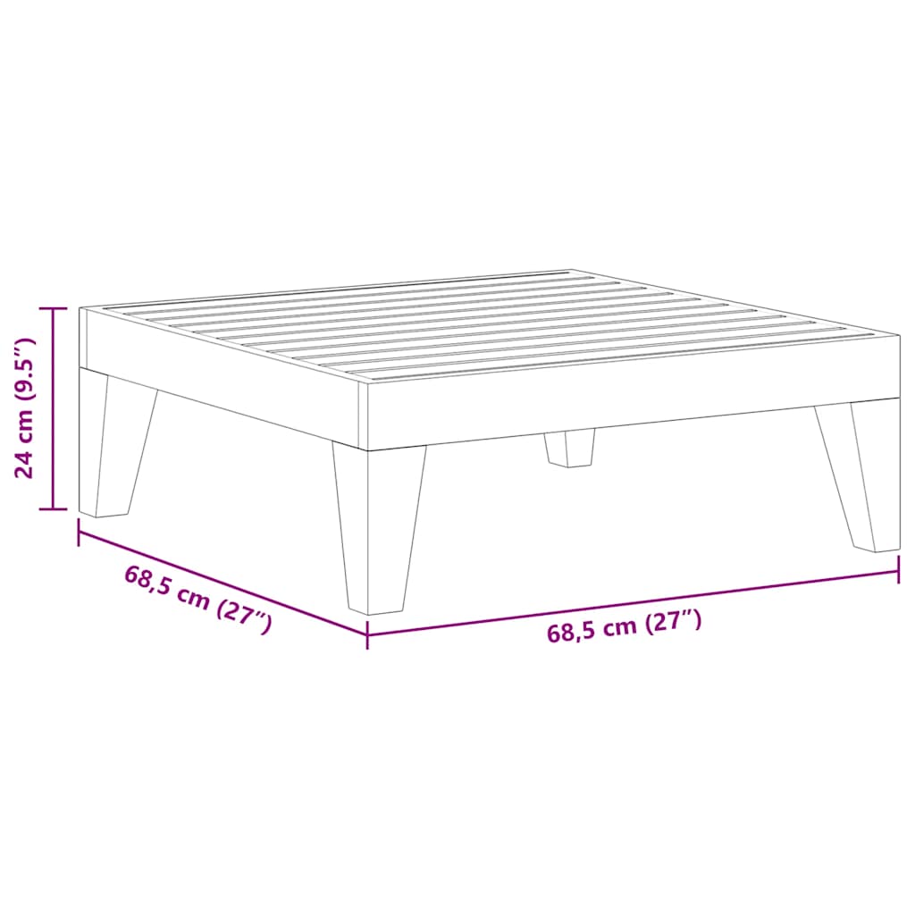 Tavolo da Giardino 68,5x68,5x24 cm in Legno Massello di Acacia