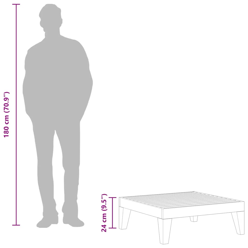 Tavolo da Giardino 68,5x68,5x24 cm in Legno Massello di Acacia