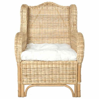 Poltrona con Cuscino in Rattan Naturale e Lino - homemem39