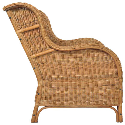Poltrona con Cuscino Marrone Chiaro in Rattan Naturale e Lino - homemem39