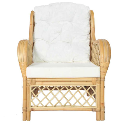 Poltrona con Cuscino in Rattan Naturale e Lino | homemem39
