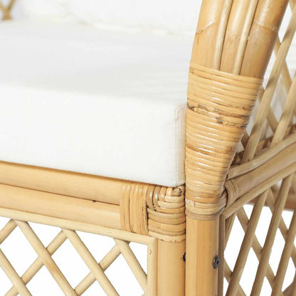 Poltrona con Cuscino in Rattan Naturale e Lino | homemem39