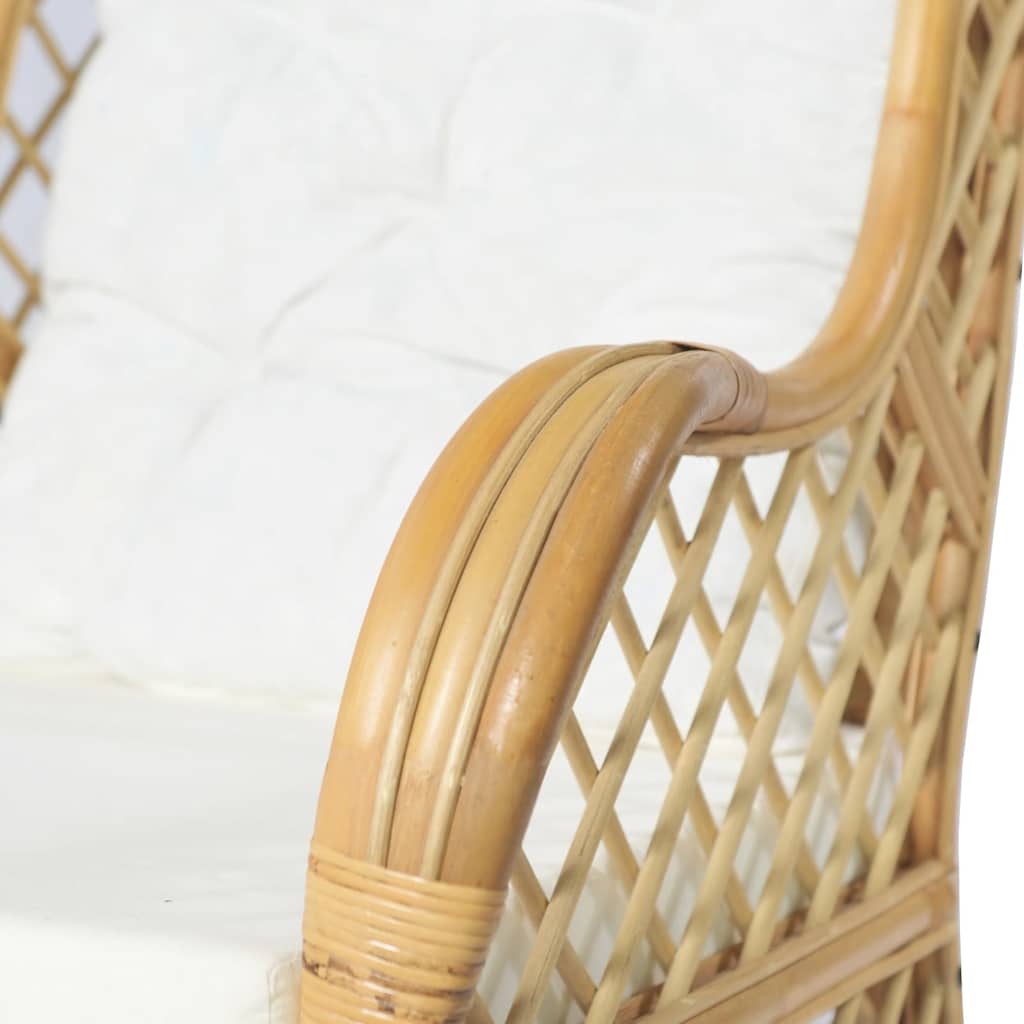 Poltrona con Cuscino in Rattan Naturale e Lino | homemem39