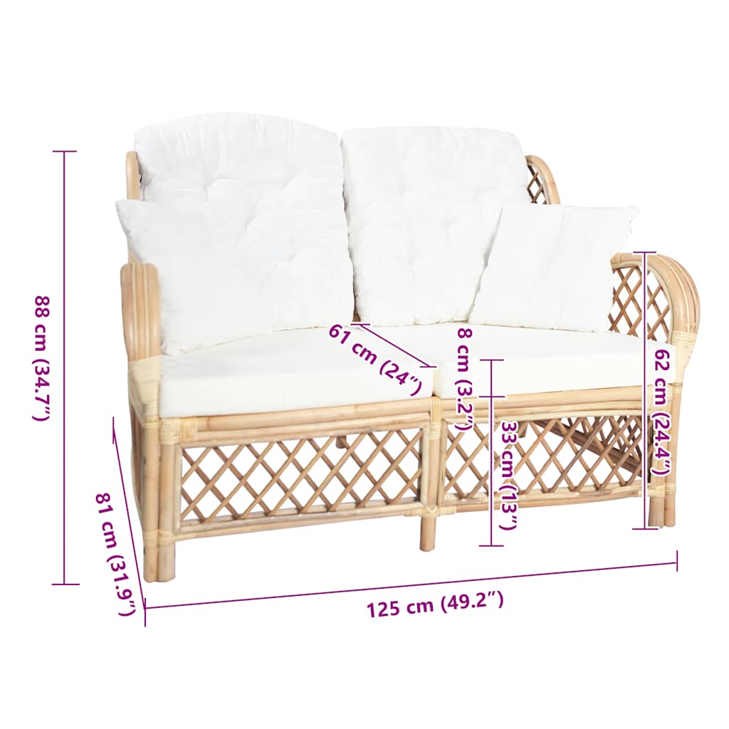 Divano a 2 Posti in Rattan | homemem39