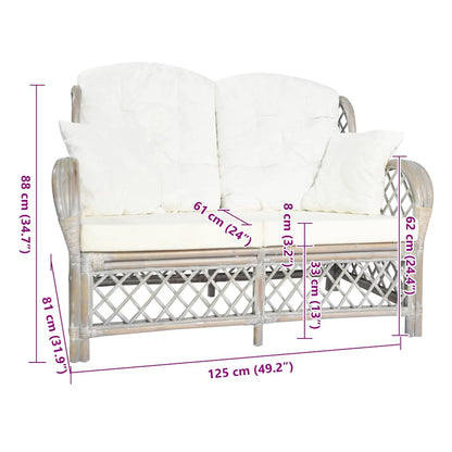 Divano a 2 Posti in Rattan Grigio | homemem39
