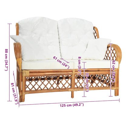 Divano a 2 Posti Marrone Chiaro in Rattan - homemem39