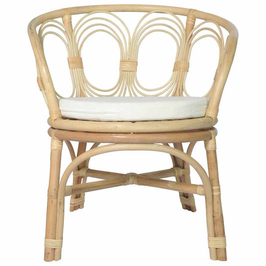 Sedia da Pranzo con Cuscino in Rattan Naturale e Lino - homemem39