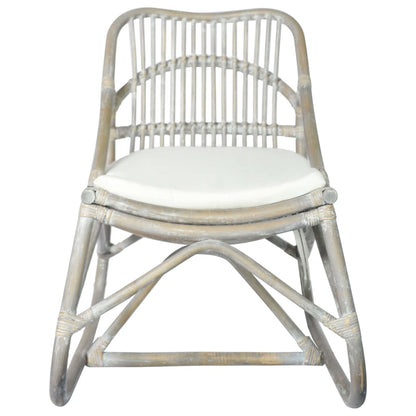 Sedia Grigia in Rattan e Lino - homemem39