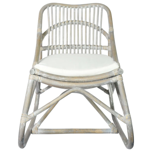 Sedia Grigia in Rattan e Lino - homemem39