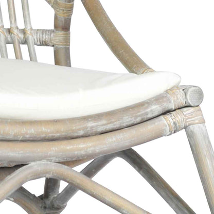 Sedia Grigia in Rattan e Lino - homemem39