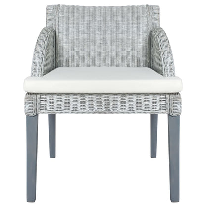 Sedia da Pranzo con Cuscino Grigio in Rattan Naturale | homemem39