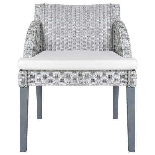 Sedia da Pranzo con Cuscino Grigio in Rattan Naturale | homemem39