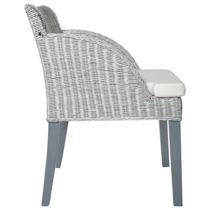 Sedia da Pranzo con Cuscino Grigio in Rattan Naturale | homemem39