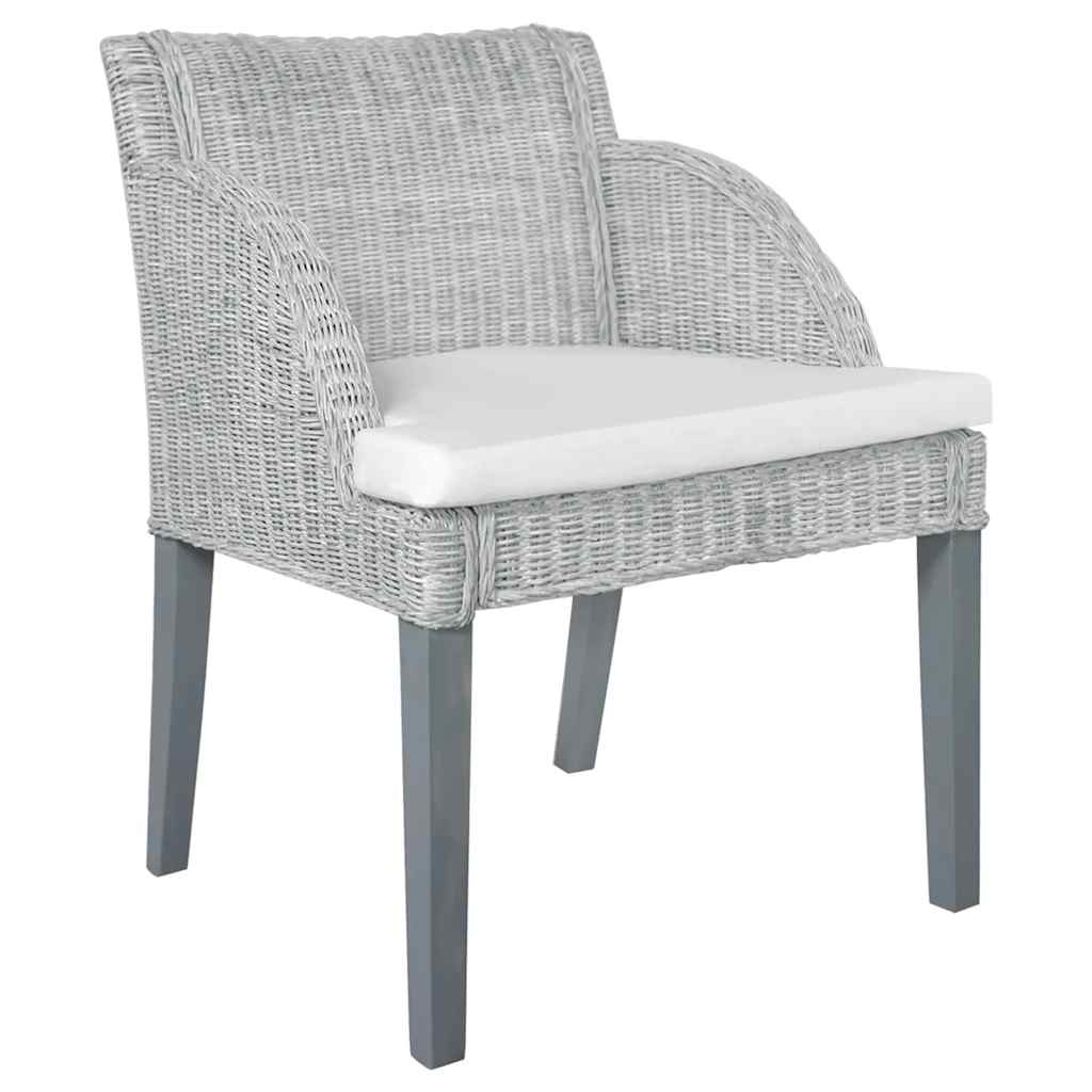 Sedie da Pranzo con Cuscini 2 pz Grigi in Rattan Naturale | homemem39
