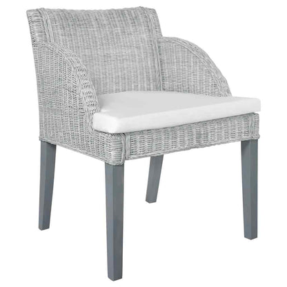 Sedie da Pranzo con Cuscini 2 pz Grigi in Rattan Naturale | homemem39