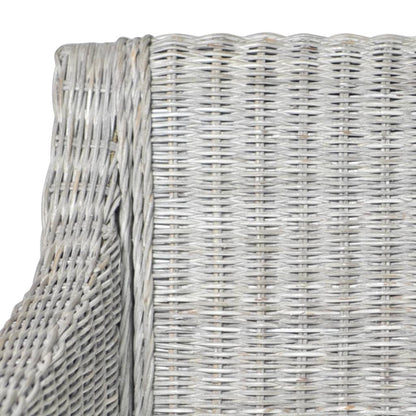 Sedia da Pranzo con Cuscino Grigio in Rattan Naturale | homemem39