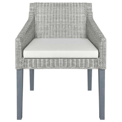 Sedie da Pranzo con Cuscini 2 pz Grigi in Rattan Naturale - homemem39