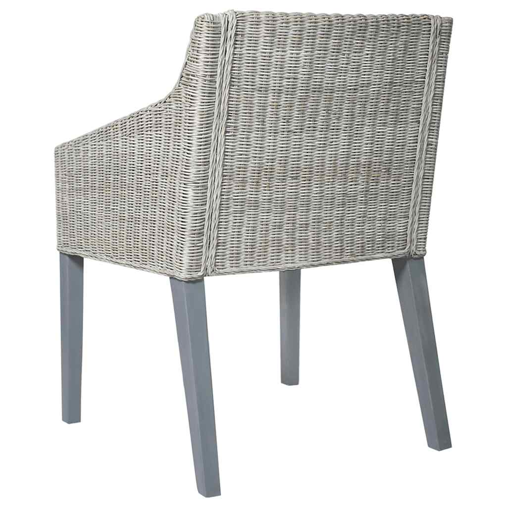 Sedie da Pranzo con Cuscini 2 pz Grigi in Rattan Naturale | homemem39