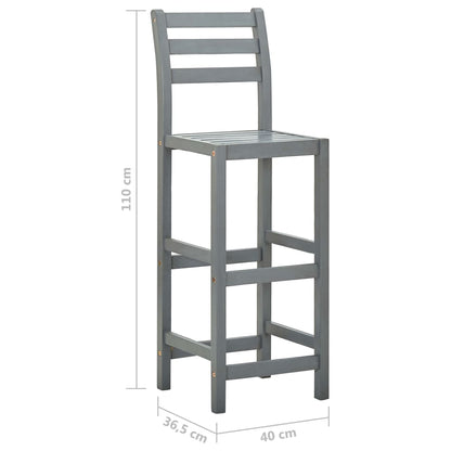 Sgabelli da Bar 4 pz Grigi in Legno Massello di Acacia - homemem39