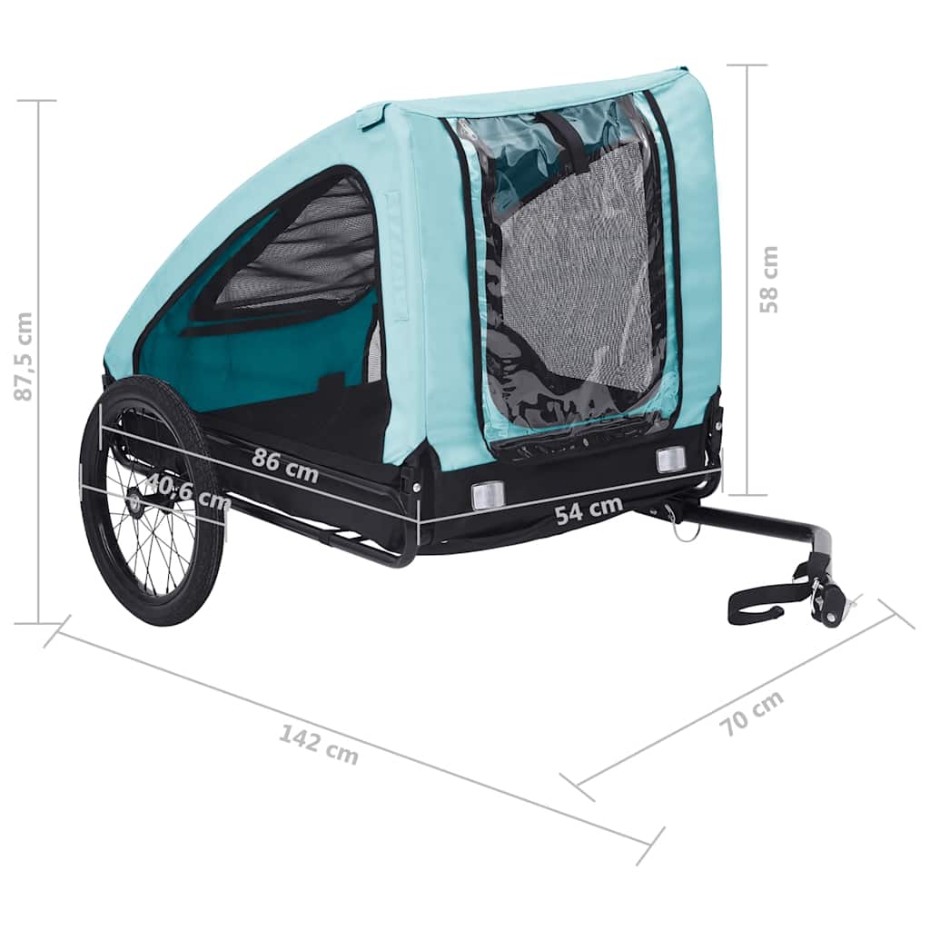 Rimorchio da Bici per Animali Domestici Blu e Nero - homemem39