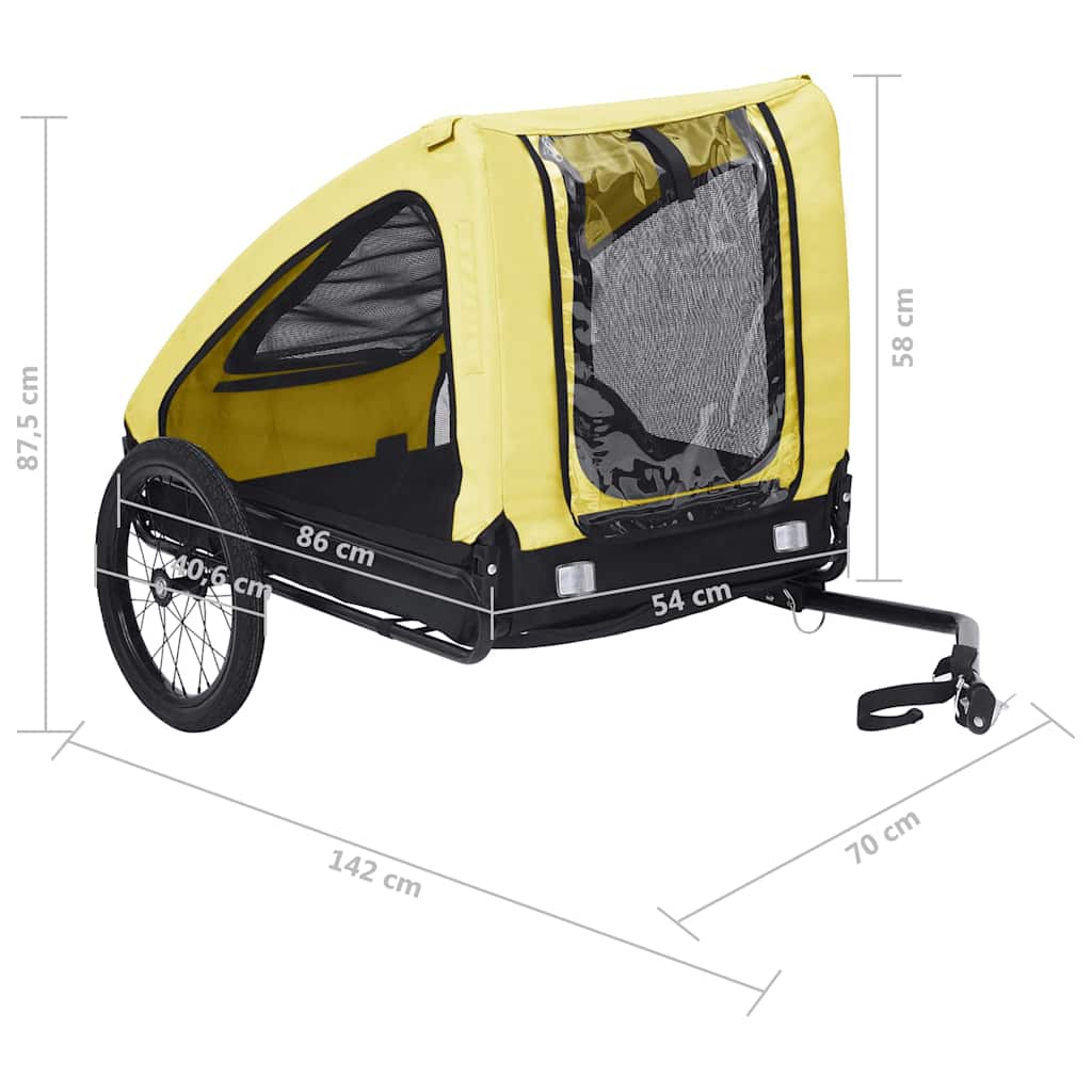Rimorchio da Bici per Animali Domestici Giallo e Nero - homemem39