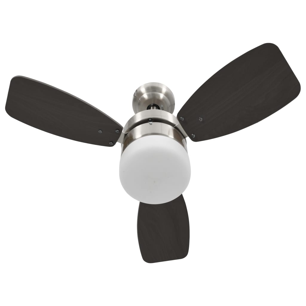 Ventilatore Soffitto con Luce e Telecomando 76 cm Marrone Scuro - homemem39